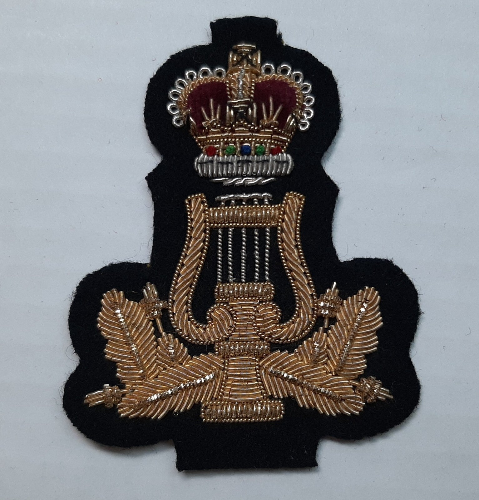 Lyre and Crown No1 and Ceremonial Dress British Army Black Embroidered Arm Patch