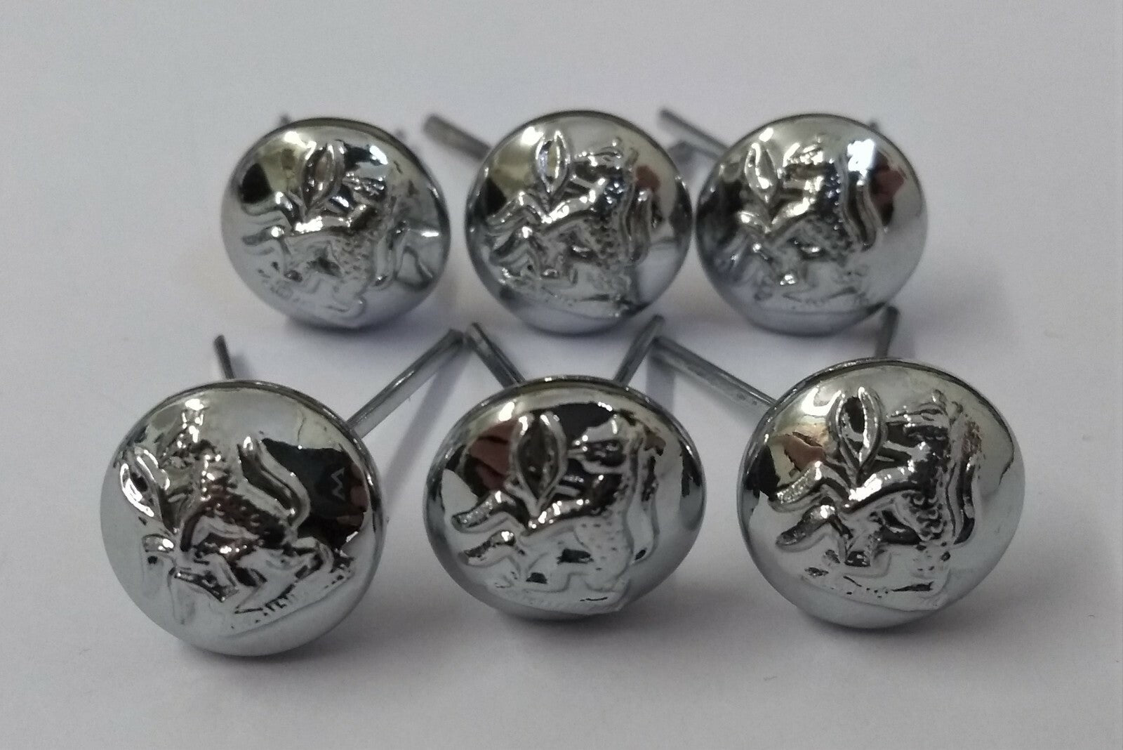 Guyana Leopard Insignia Obsolete Chrome Chinstrap Buttons Split Pin Buttons X6
