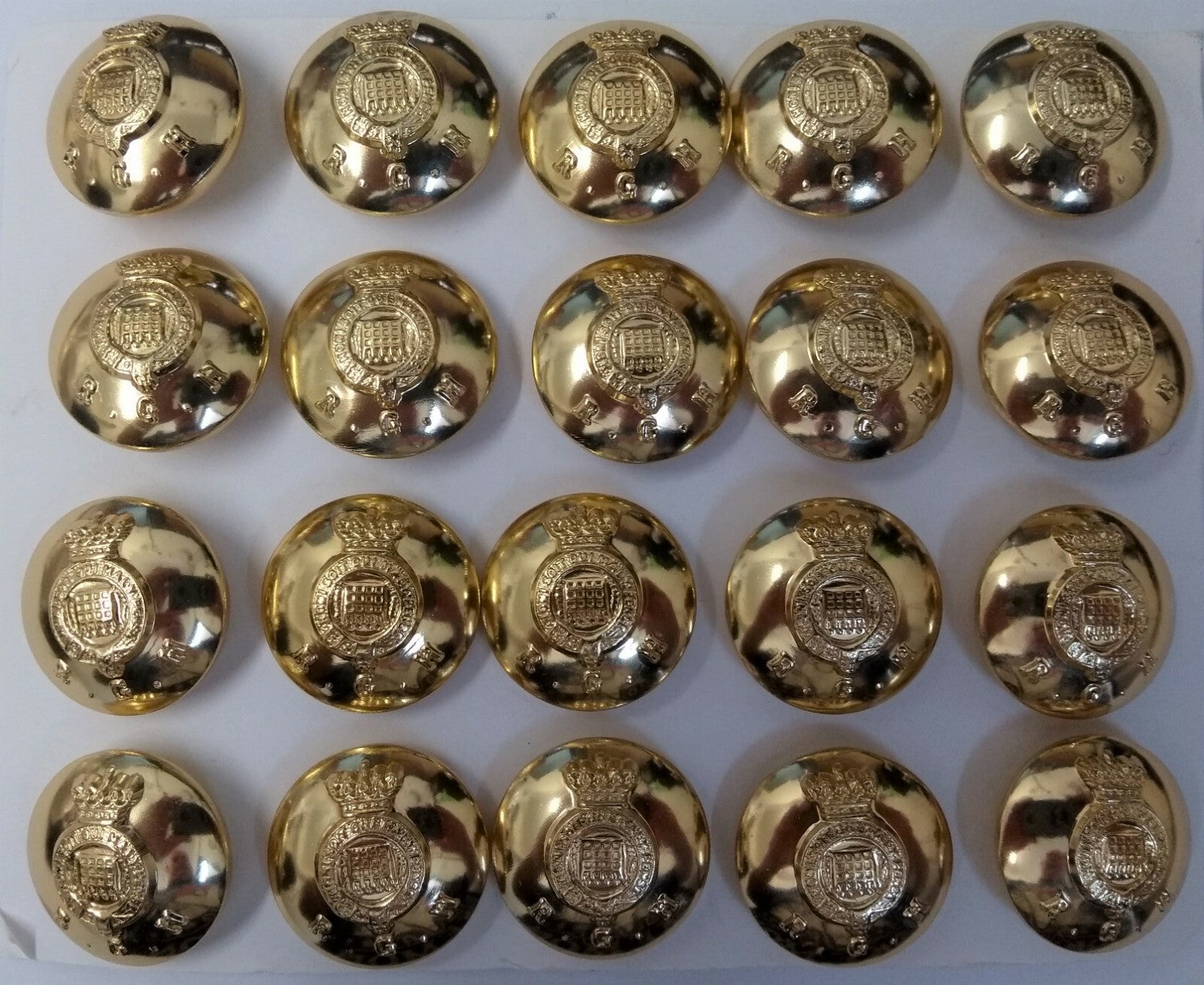 Genuine British Army The Royal Gloucestershire Hussars Dress Buttons 38L x20