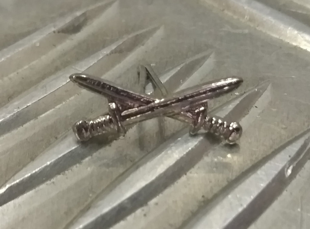 Genuine Polish Issue Small Crossed Swords Insignia Badges 1 Pair NEW SV