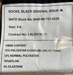 British Army Issue Thick Black General Combat Socks Poly Nylon - NEW
