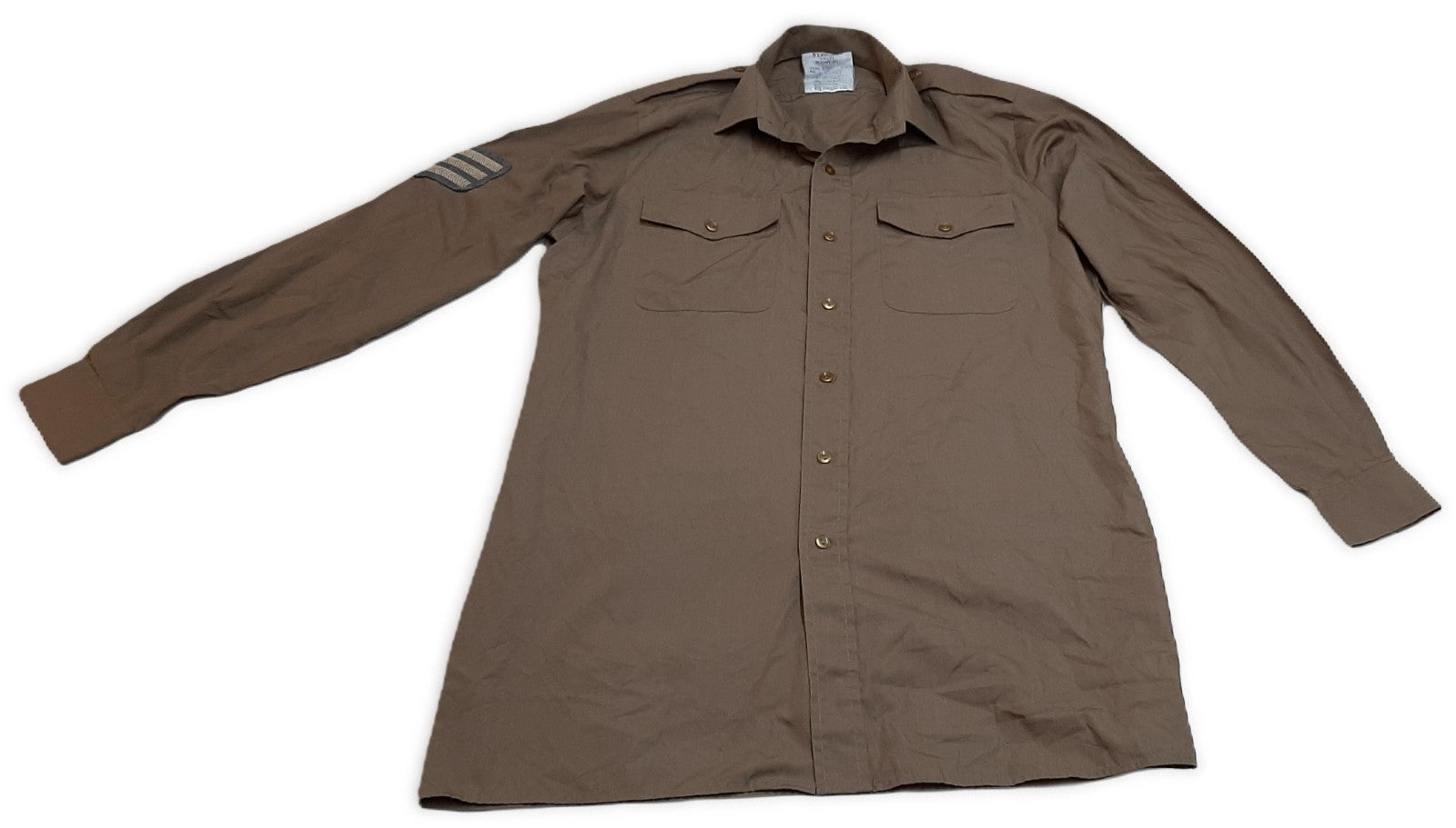 Army Style Khaki Shirt British Dress Long Sleeve Size 37cm