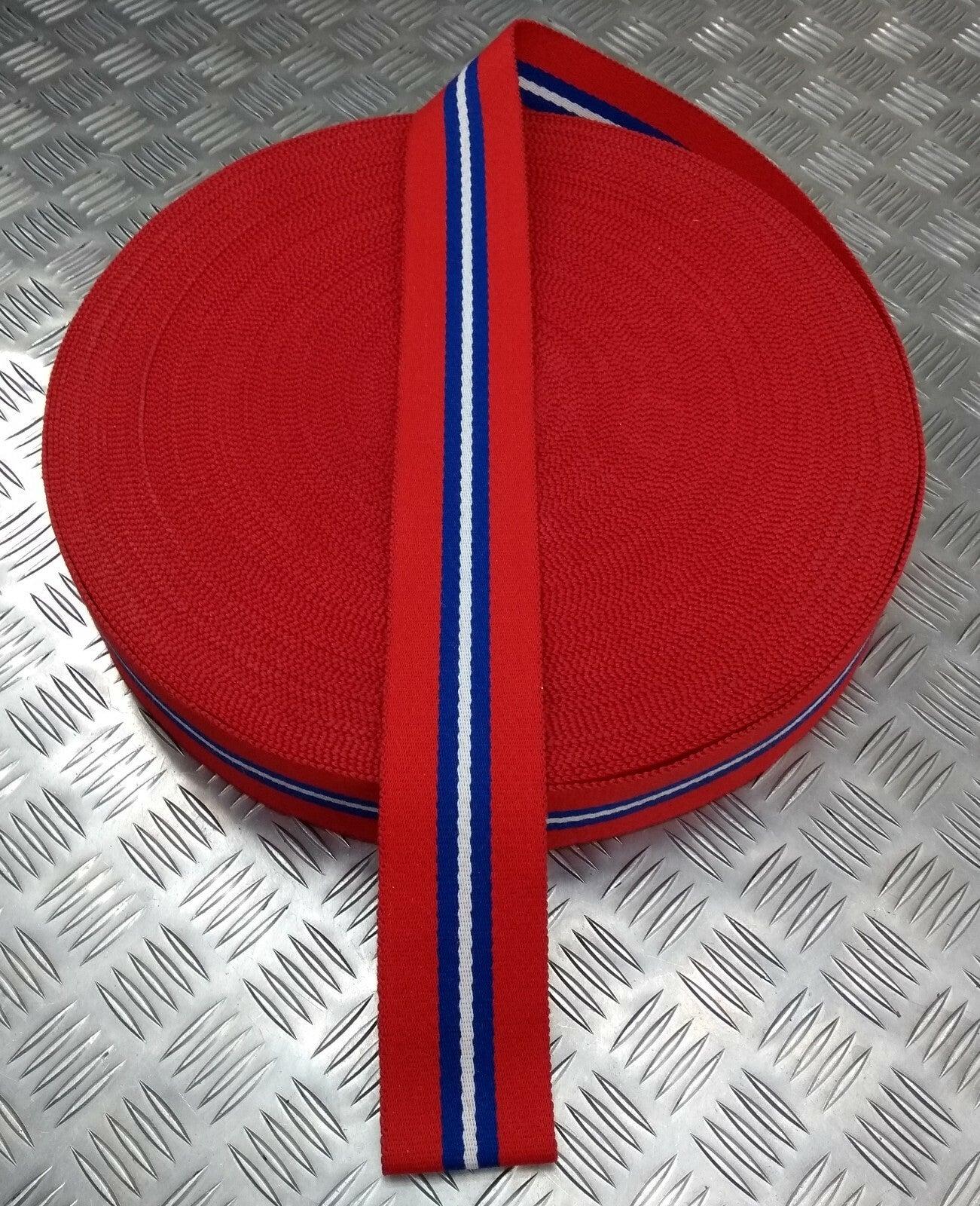 Genuine Botswana Three Tone Red Blue White Stable Belt Material NEW