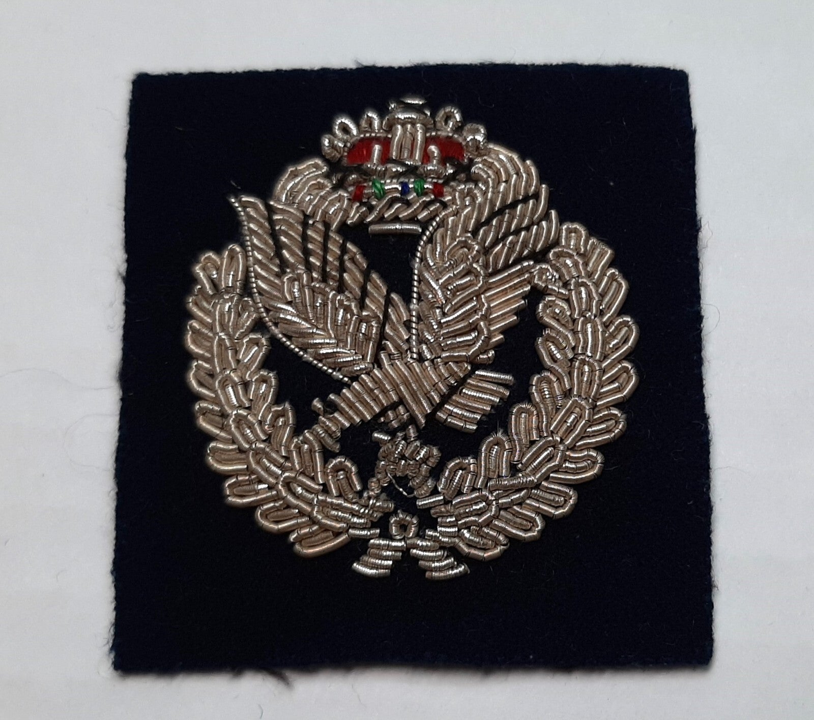 Vintage AAC Beret Badge British Army Air Corps Wire Insignia Patch on Blue
