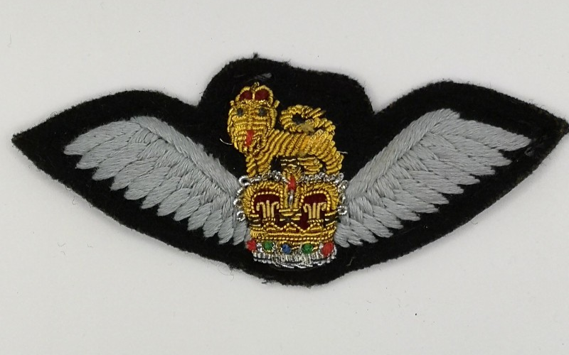 No1 Dress Badge British RAF Royal Air Force Pilot Wings Embroidered Wire Braided Arm Patch