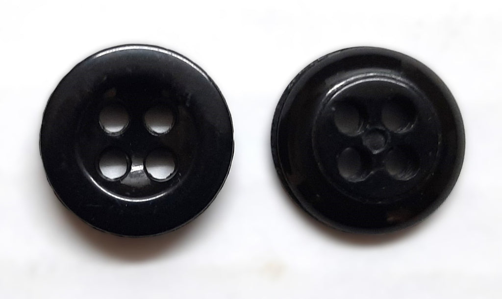 Vintage Buttons X8 British Small Four Hole Black For Fly Closures ETC