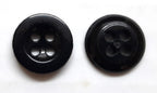 Vintage Buttons X8 British Small Four Hole Black For Fly Closures ETC