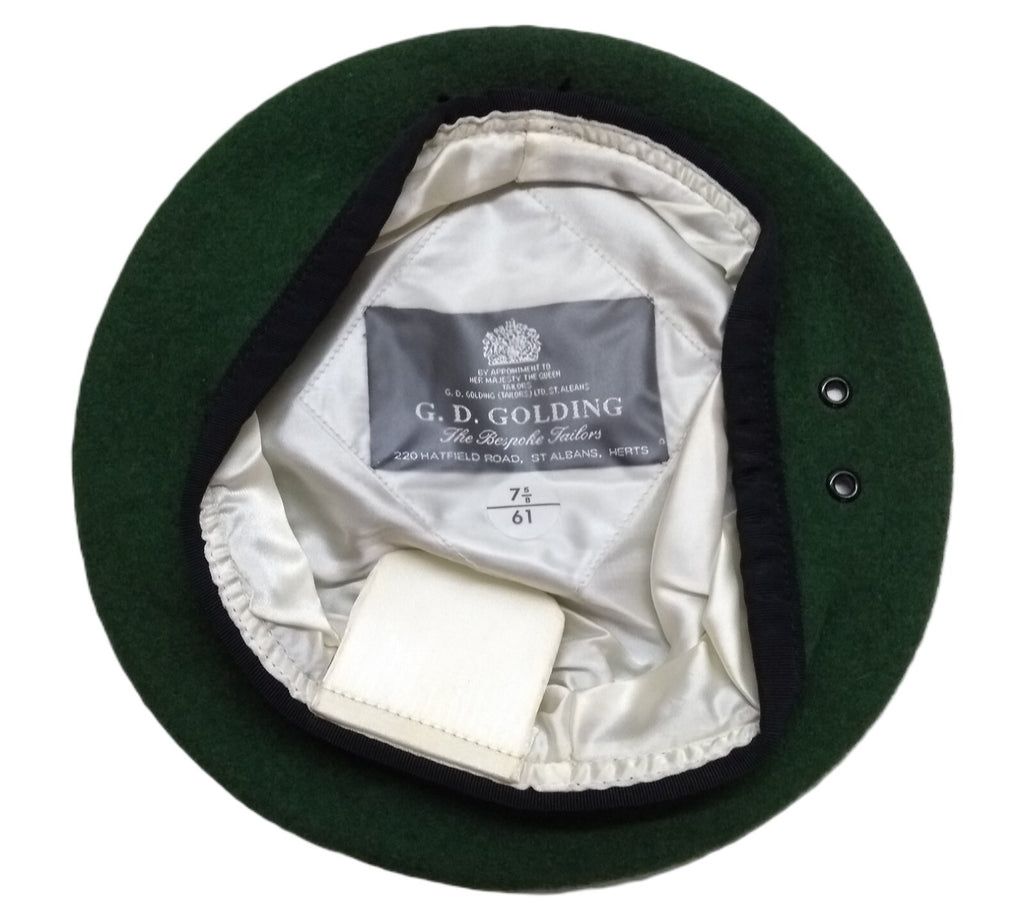 Green Beret Army Goldings UK Pattern Wool / Silky Lining & Petersham Trim 61cm.