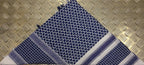 100% Cotton Shemagh / Arab Scarf / Pashmina / Wrap / Sarong. Blue on White - NEW