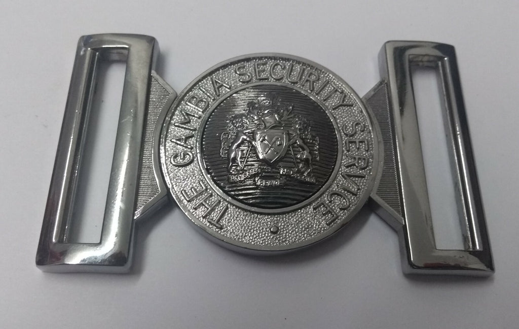 Genuine The Gambia Security Service Insignia Belt Buckle Chrome Locket NEW