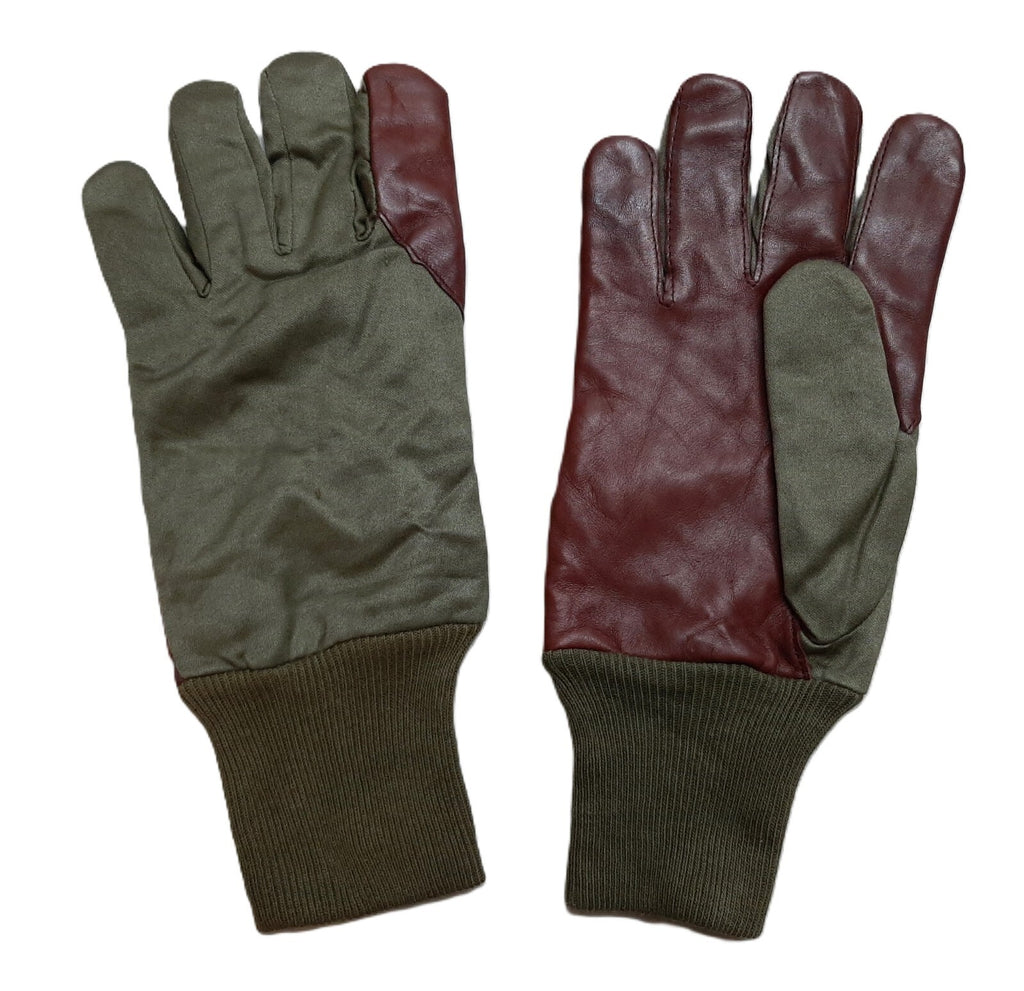 Aircrew Gloves RAF Royal Air Force & British Army 1980s Pattern Leather Palm Cotton Lined NOS
