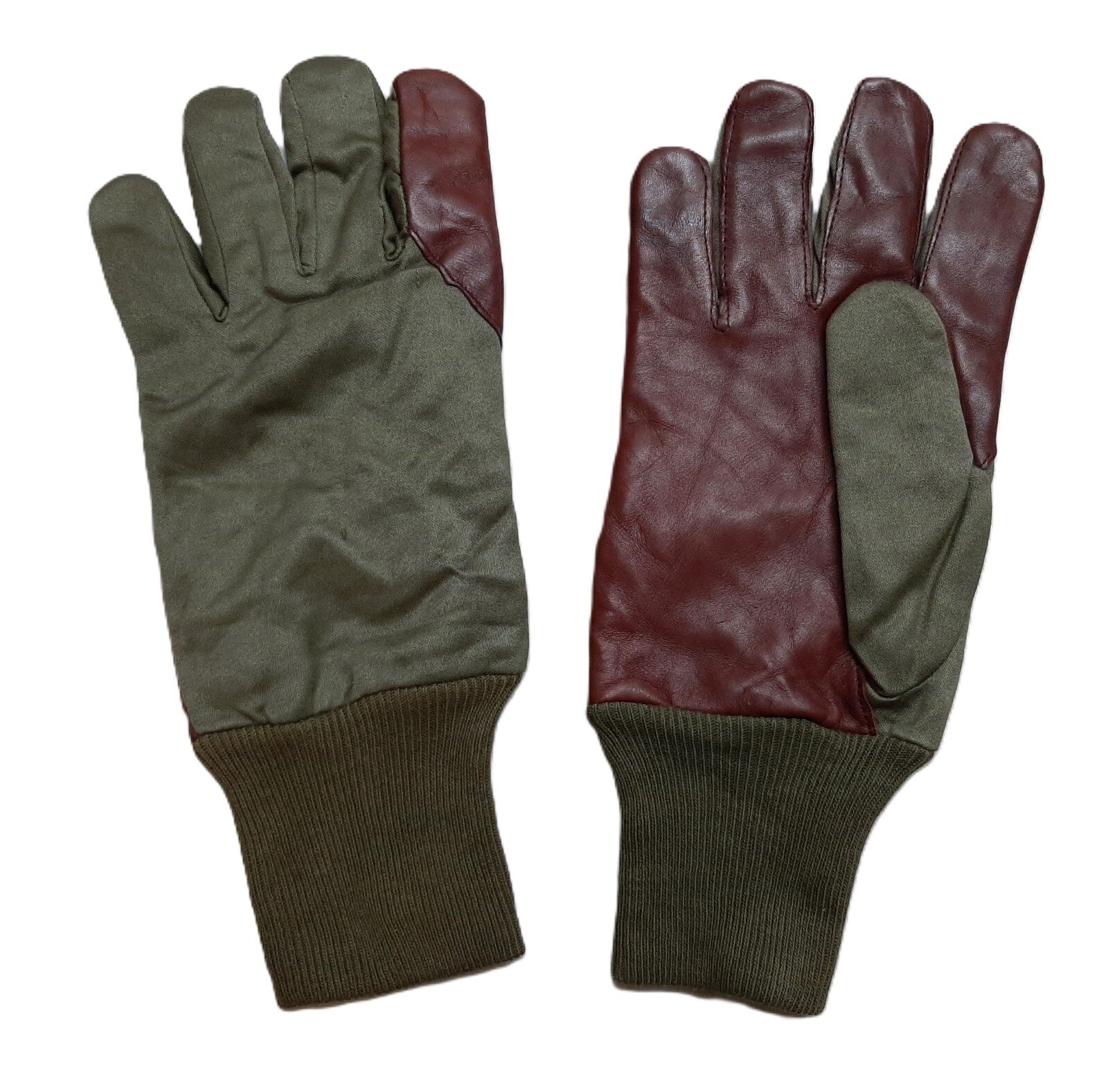 Aircrew Gloves RAF Royal Air Force & British Army 1980s Pattern Leather Palm Cotton Lined NOS