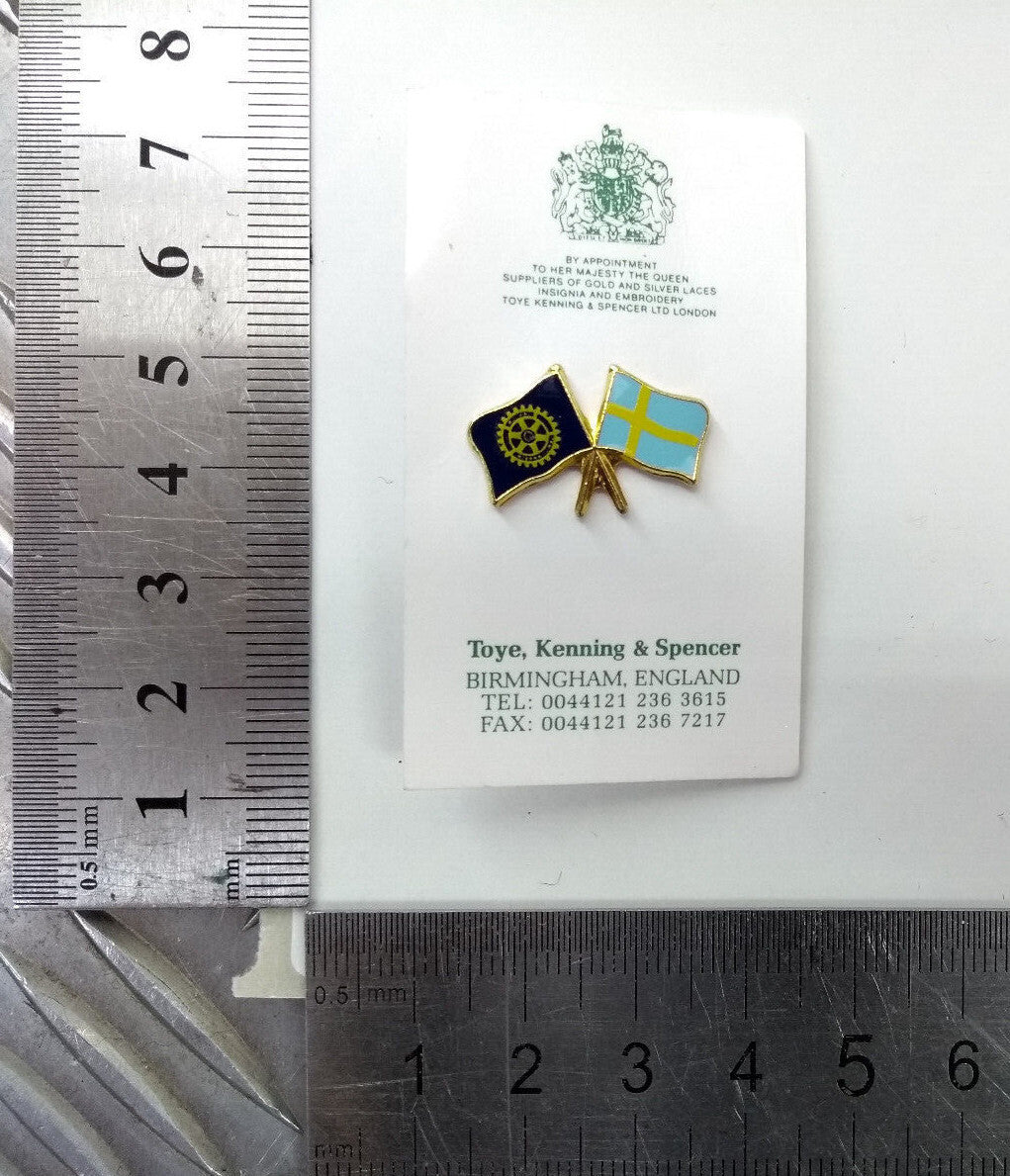 Rotary International Club Twin Flags Metal Lapel Pin Badges Set of 8 - NEW