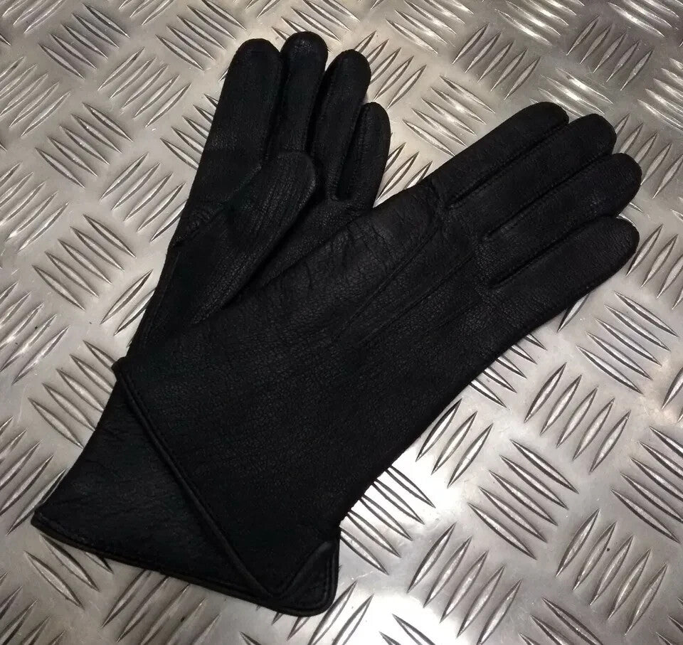Style Officers Black Leather Lined 3 Dart Parade Gloves Size 8¾