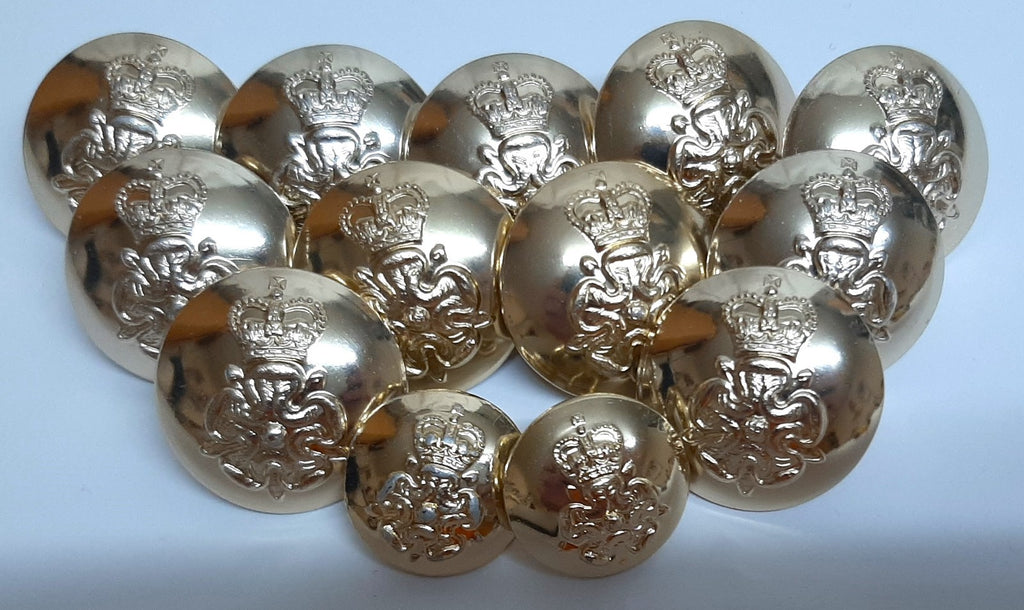 Yorkshire Volunteers Buttons British Army English Rose Ring Back Button Set
