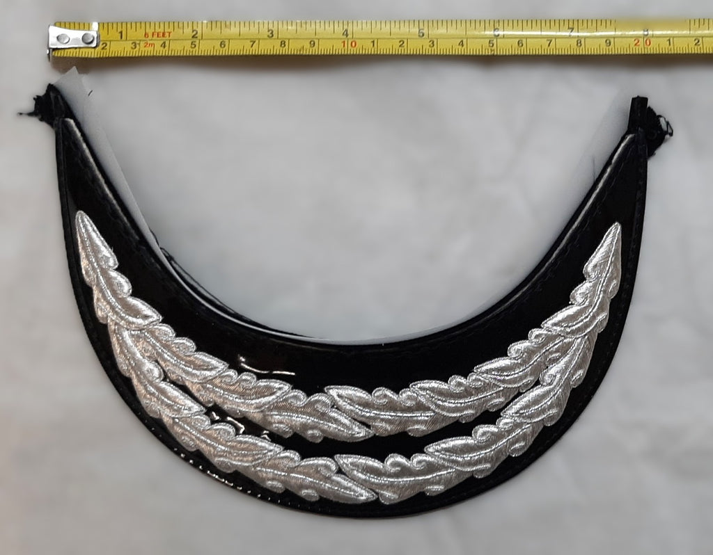 Officers Patent Peak British Forces Two Row Silver Braid Oak Leaf Sprig Garnish