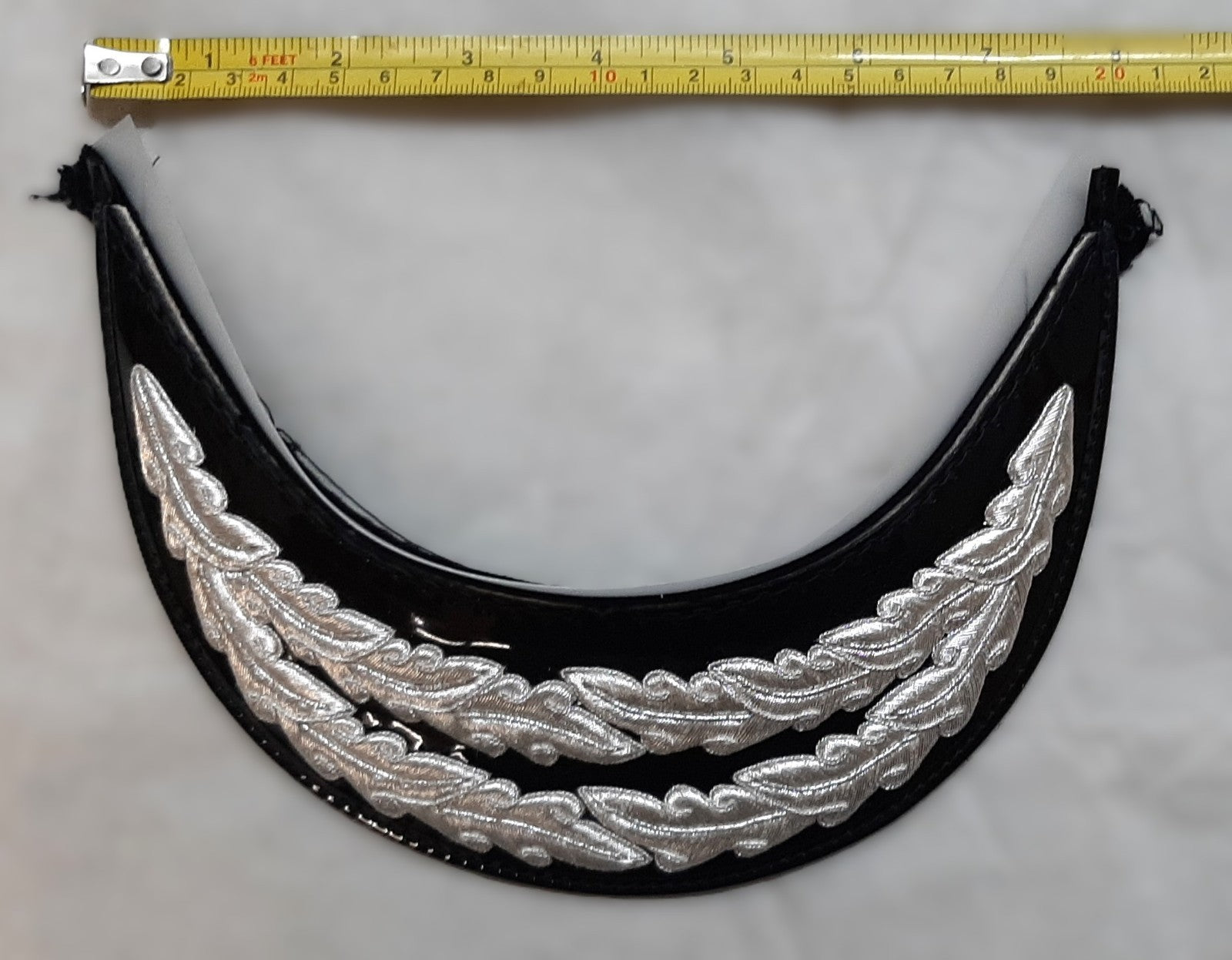 Officers Patent Peak British Forces Two Row Silver Braid Oak Leaf Sprig Garnish