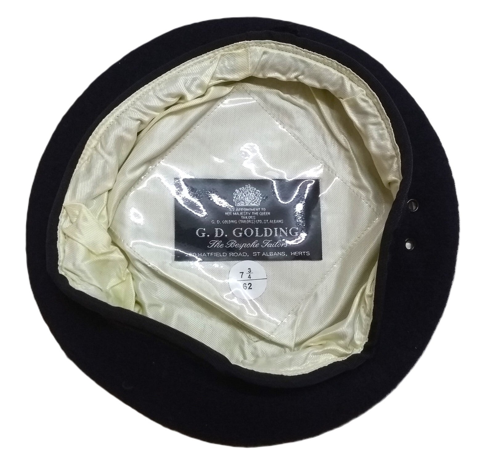 Navy Blue Beret Goldings Officers' Pattern Wool / Silky Lining & Petersham Trim