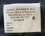 Skirt No3B & CL1 Officers Wool Poly British Royal Navy WRNS Dress RN Size 72cmR