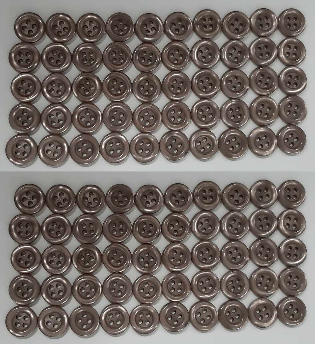 Buttons 100 Vintage 4 Hole Shirt Shank Anchors Pearlesque Lite Grey 11.2mm NOS