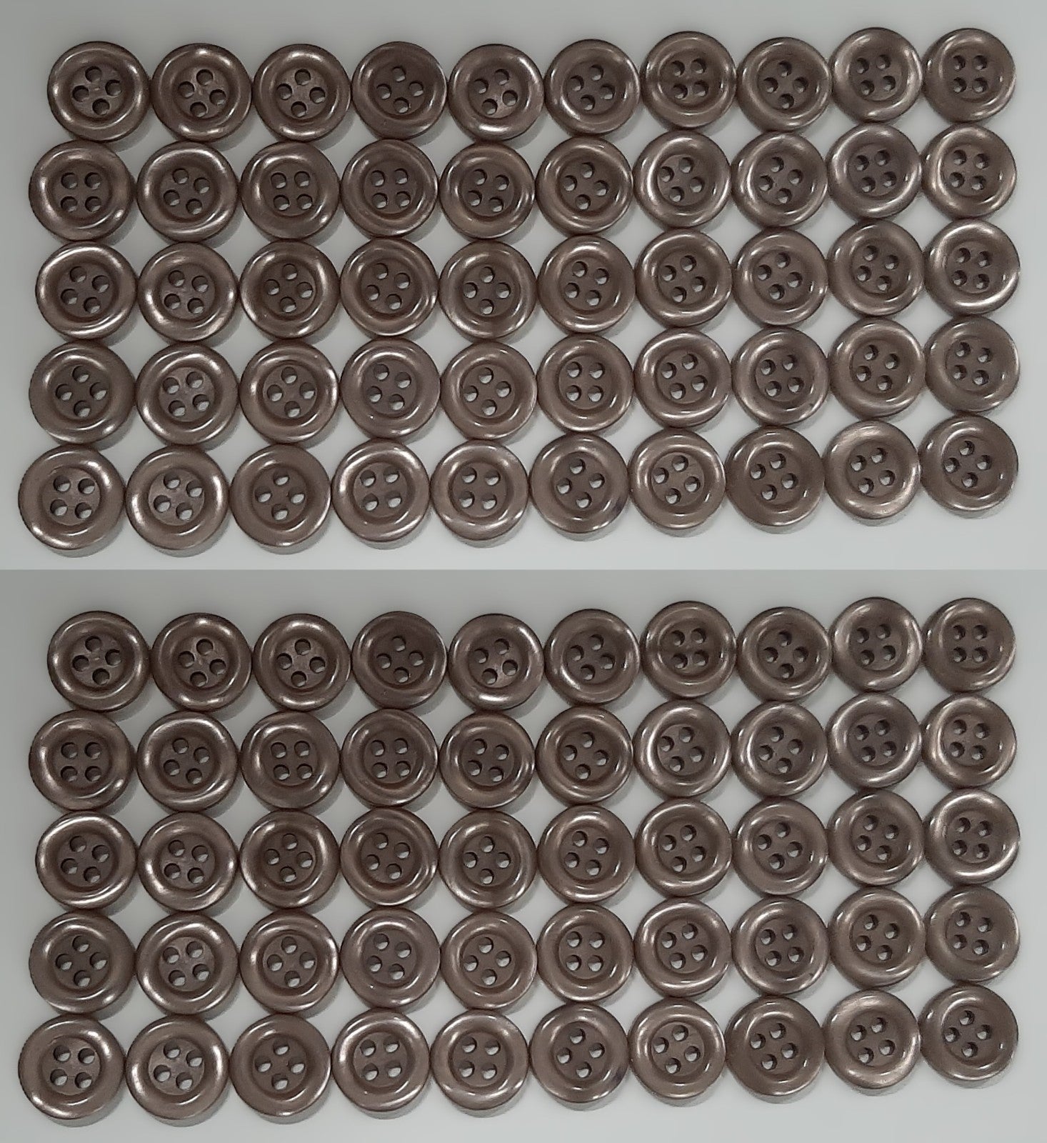 Buttons 100 Vintage 4 Hole Shirt Shank Anchors Pearlesque Lite Grey 11.2mm NOS