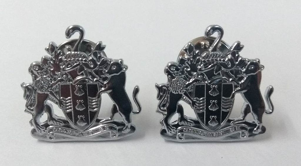 Genuine Issue "Constant B E" Coat of Arms Metal Collar Badges MFCD1XX