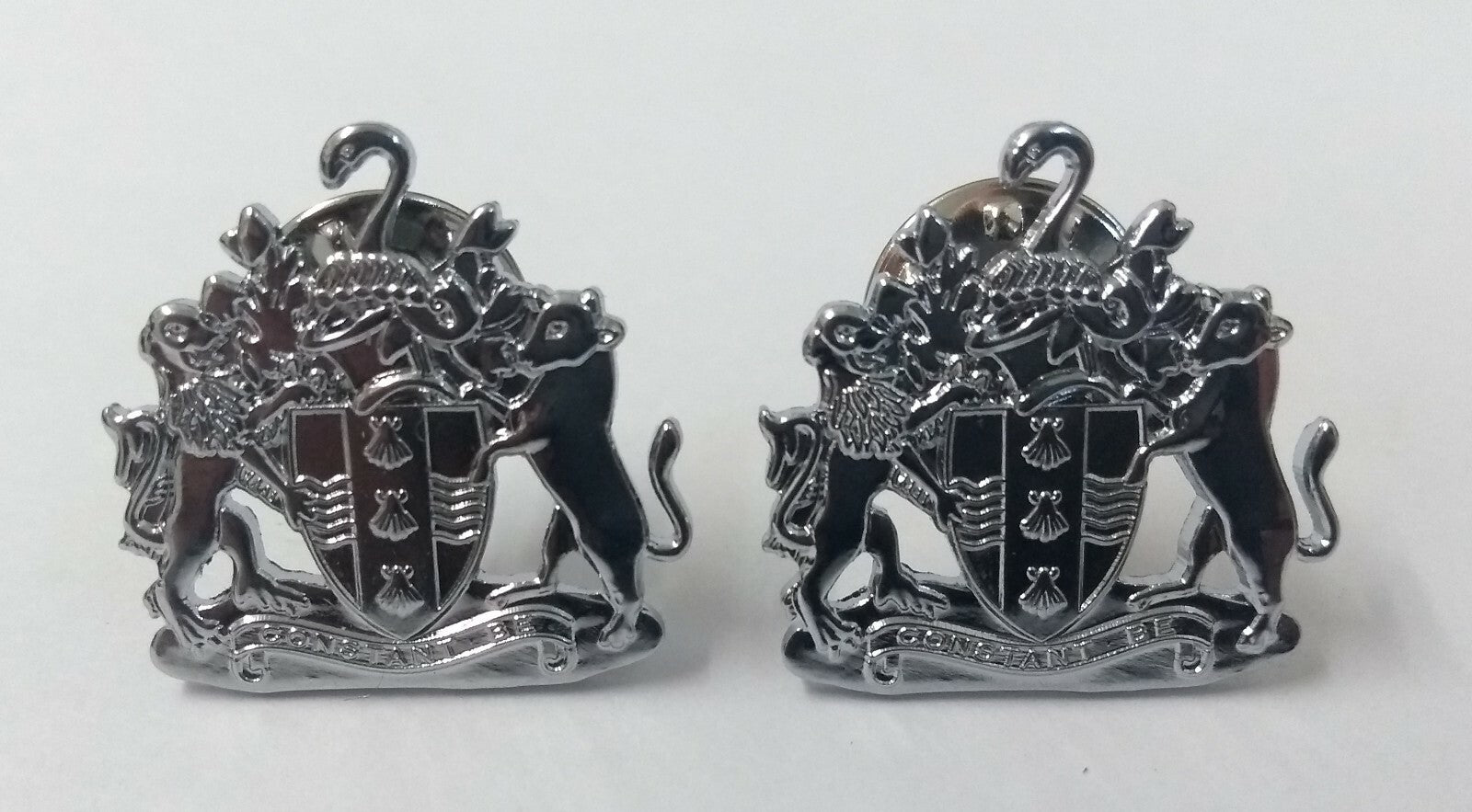 Genuine Issue "Constant B E" Coat of Arms Metal Collar Badges MFCD1XX
