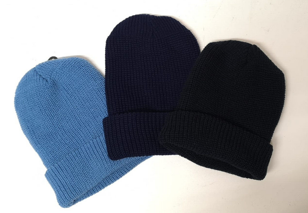 Light Blue Dark Blue Knitted Beanie Hat Watch Cap Woolly Hat - One size