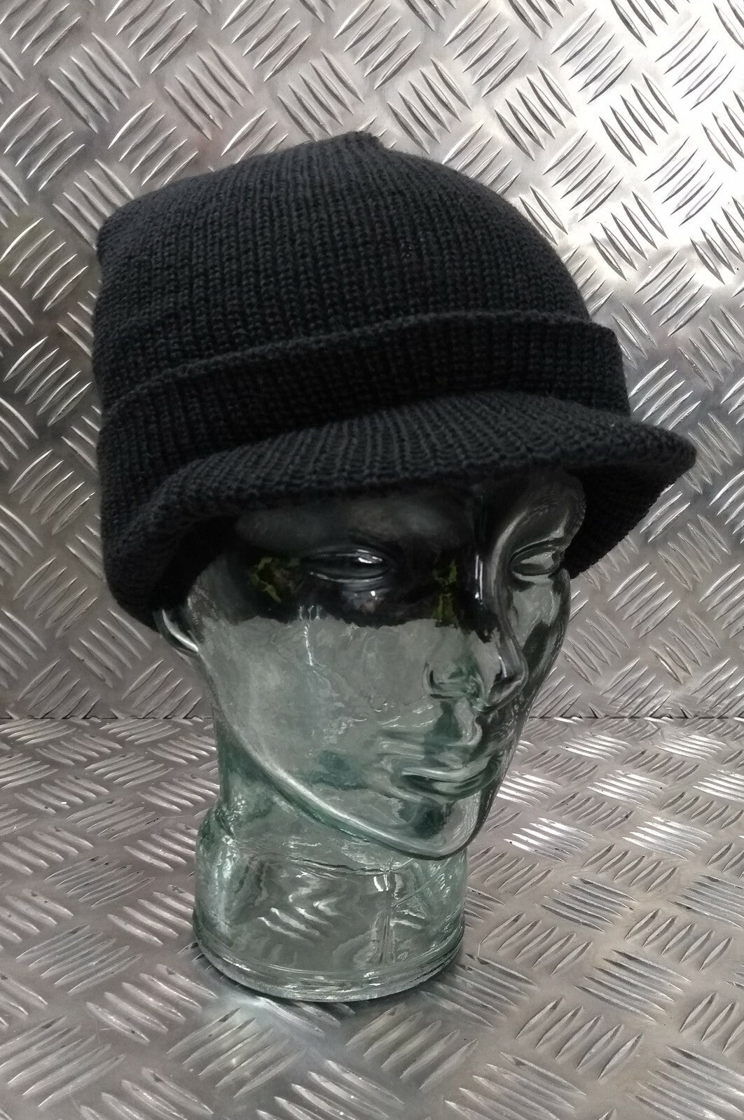 Genuine US Army Black / Stealth Peak Radar Hat / Peaked Watch Cap 100% Wool NEW