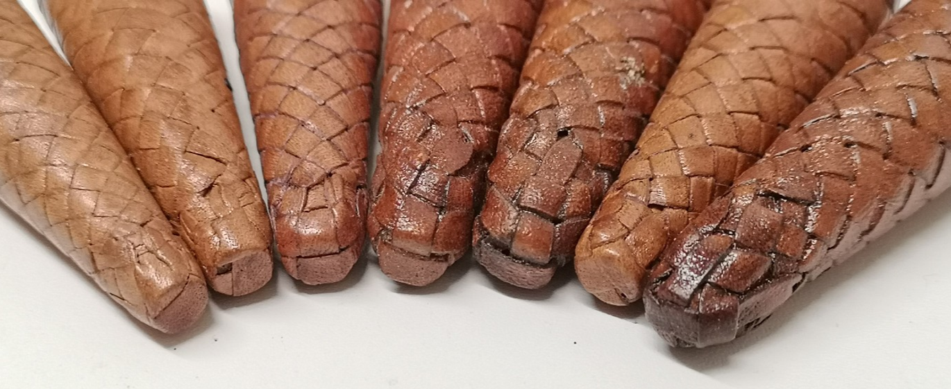 Sword Knot Acorns Brown Leather Bound Replacement Parts set of 7