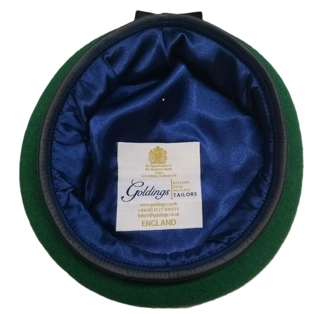 Green Beret Army Goldings UK Pattern Wool / Silky Lining & Leather Trim 60cm.