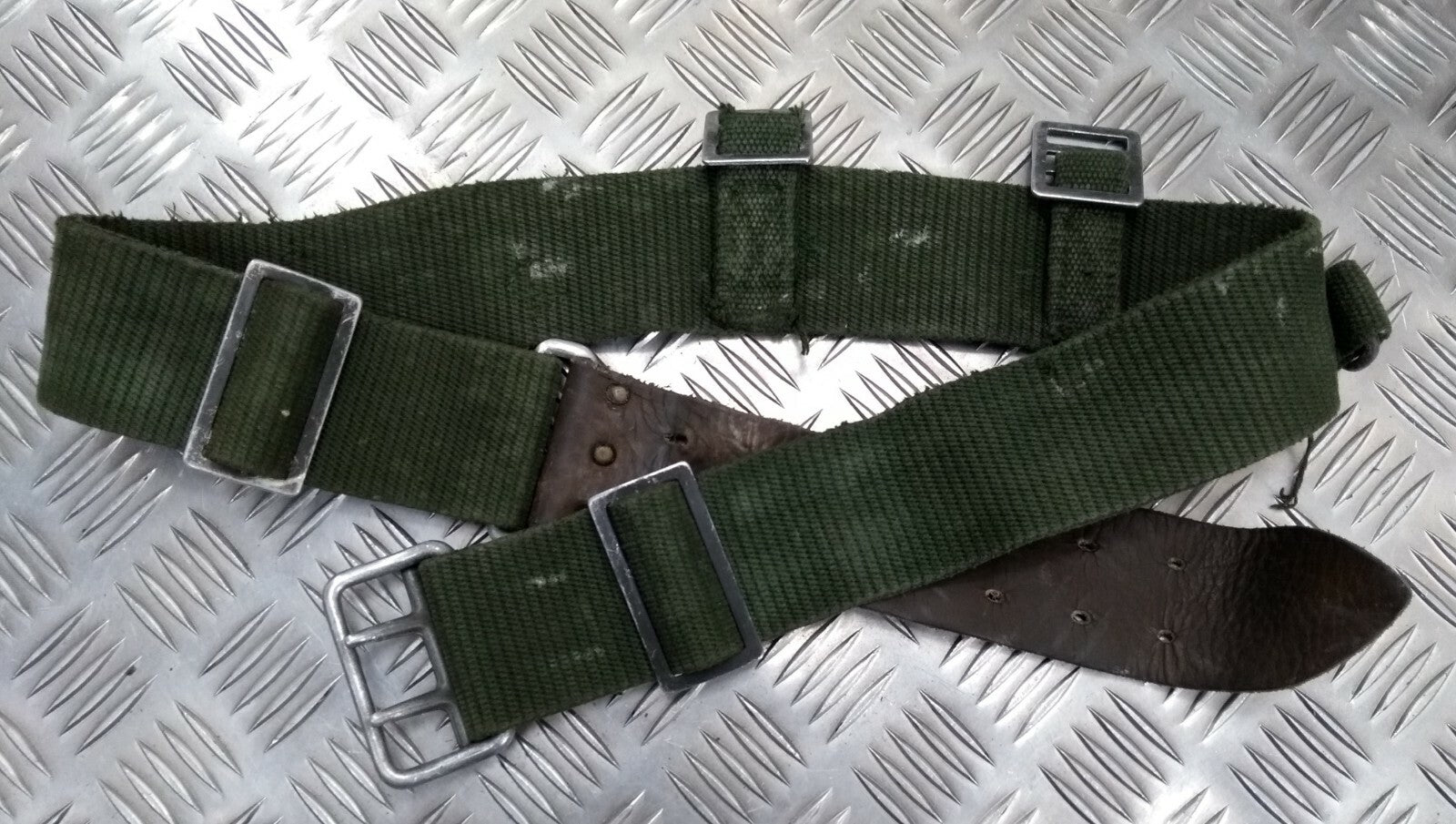 WWII Type Webbing Belt M39 M40 Leather Canvas Genuine Vintage DRG2