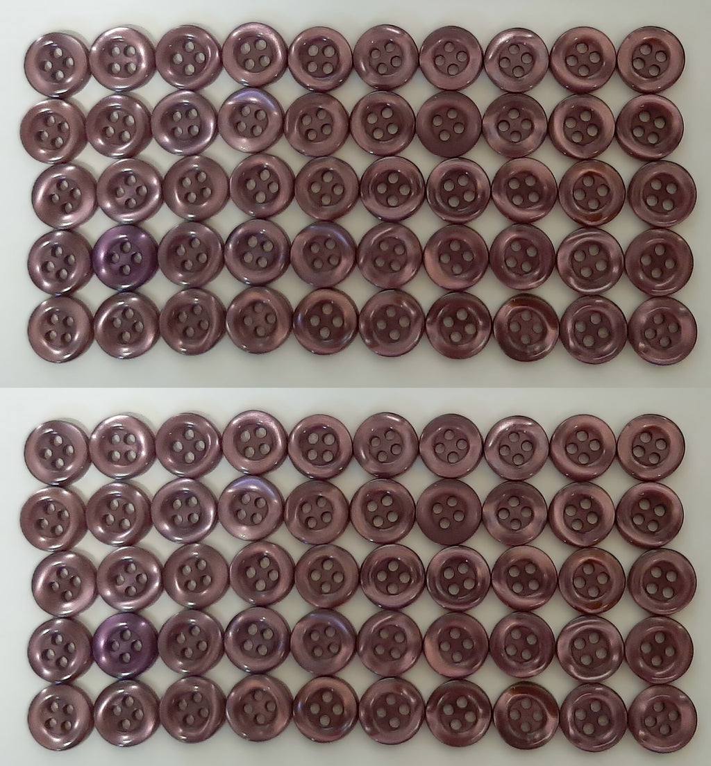 Vintage Buttons 100 4 Hole Shirt / Shank Anchors Pearlesque Blue Grey 10.9mm NOS