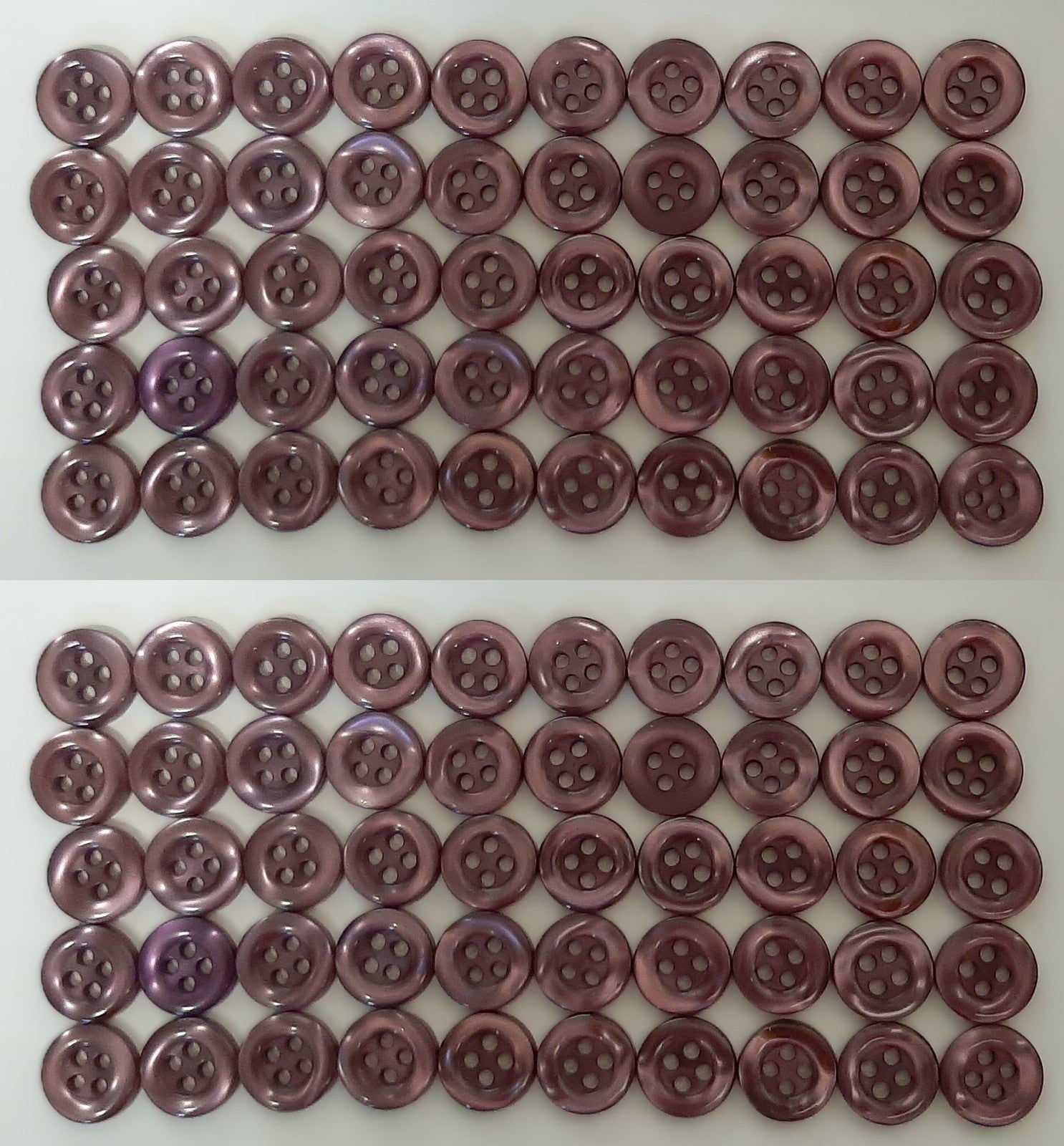 Vintage Buttons 100 4 Hole Shirt / Shank Anchors Pearlesque Blue Grey 10.9mm NOS