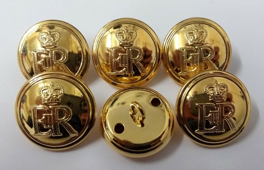 Genuine British Made LBB E R II Queens Livery Crown Gilt Buttons x6