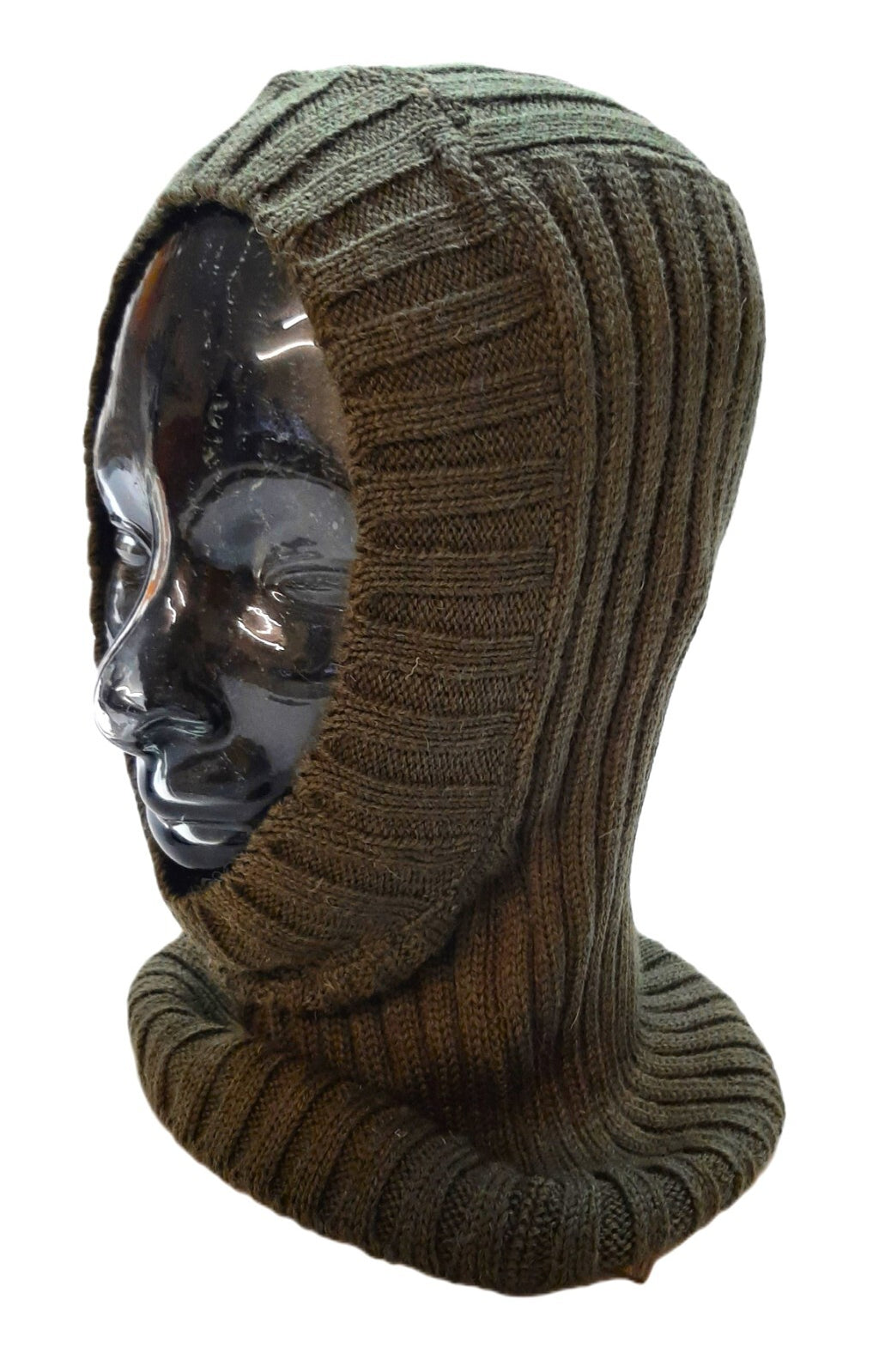 Army Commando Balaclava British Hood Cold Weather 100% Ribbed Wool Green Bala