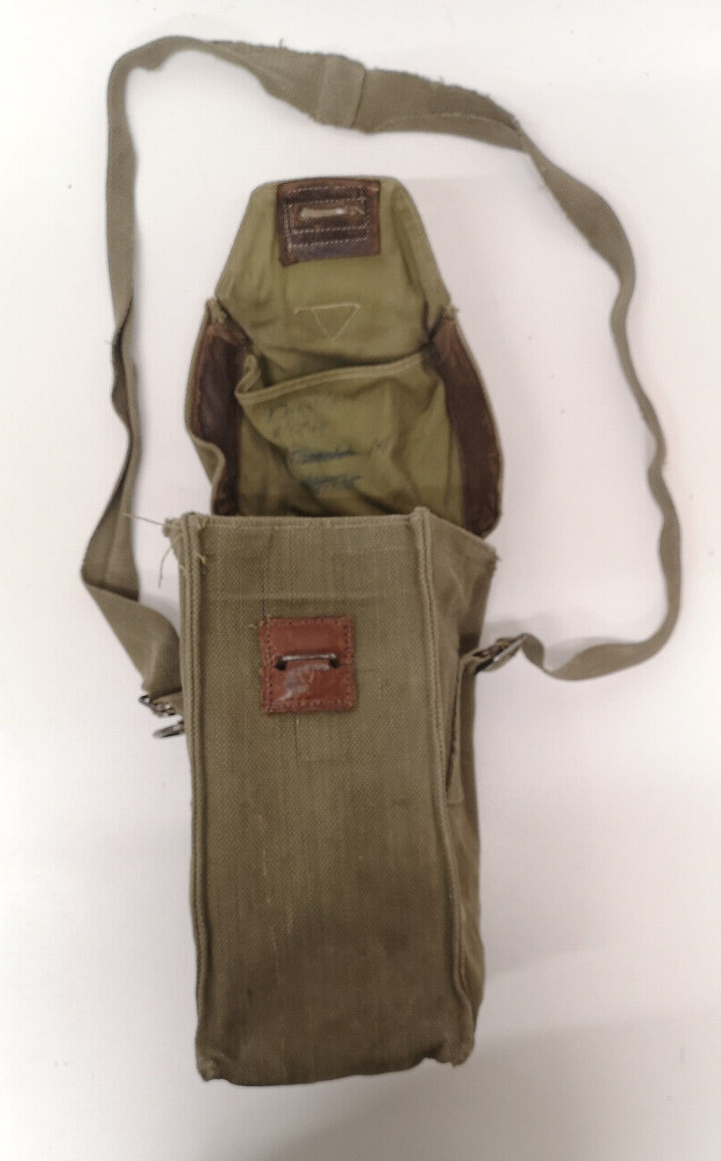 Vintage Belgian Army Canvas Shoulder Satchel Bag Gas Mask Heavy Duty Webbing