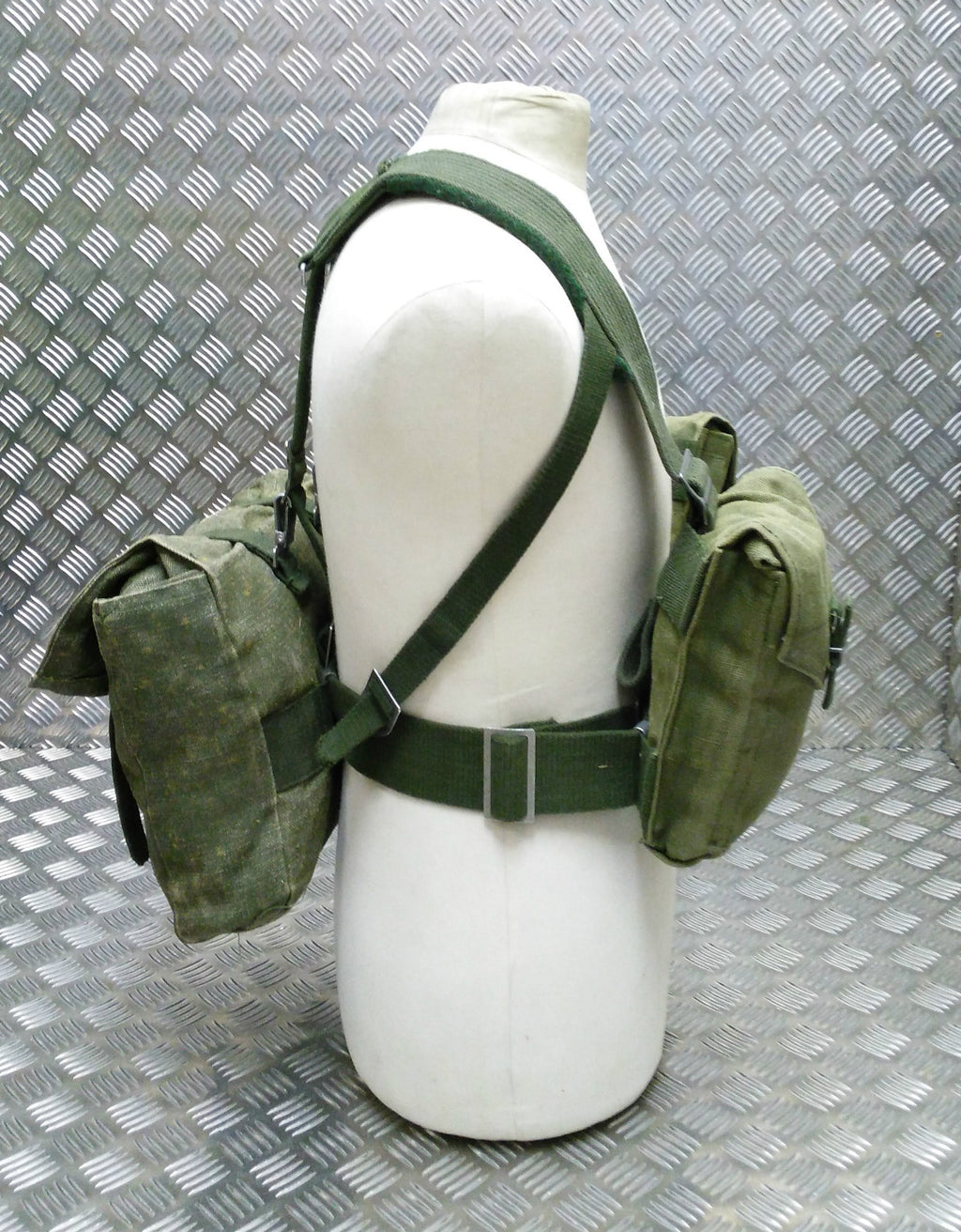 Genuine Vintage Army Webbing Set / Battle Pack Belt And Pouches Heavy Canvas G2