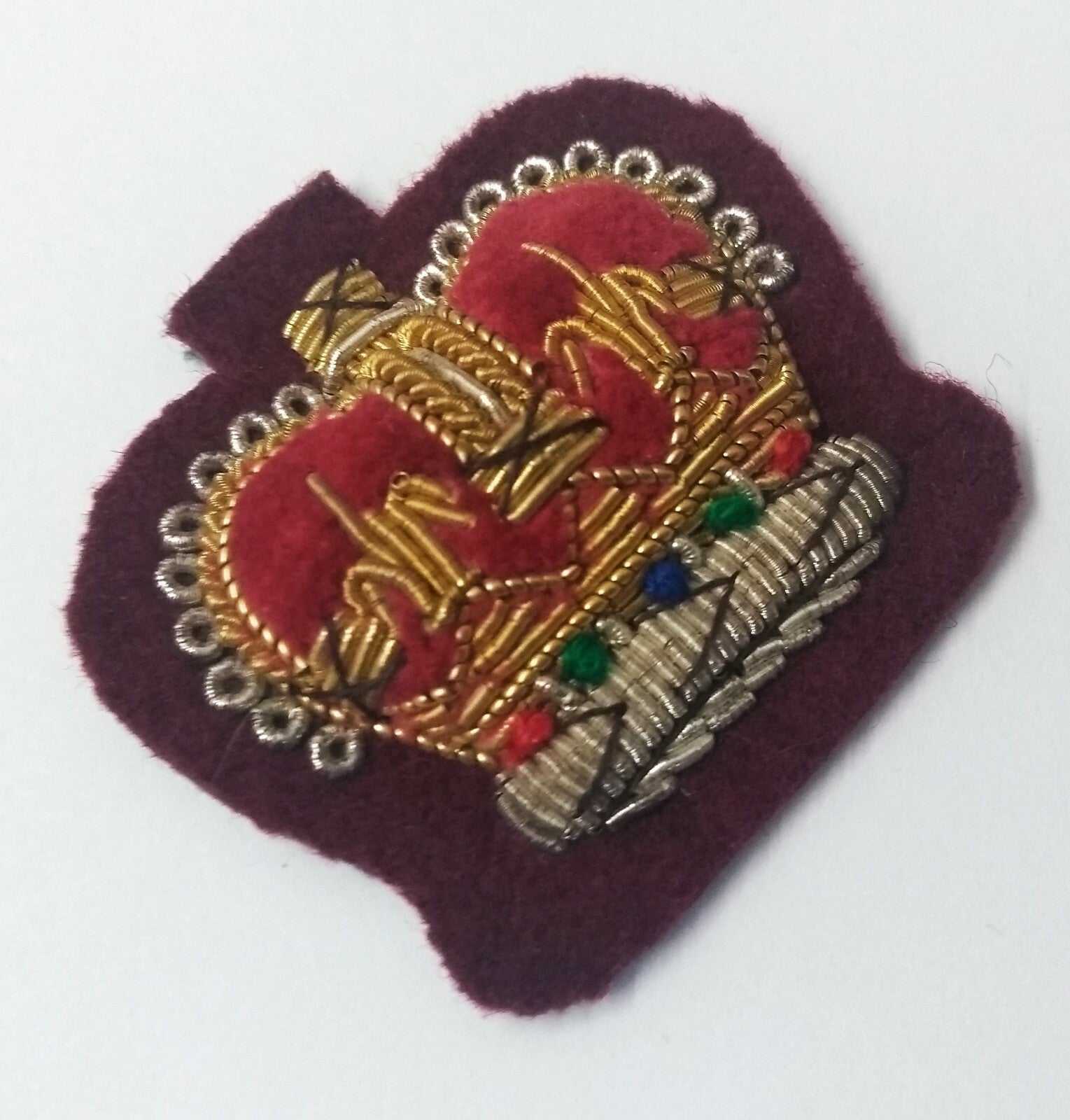 Genuine Vintage British Braided Decorative Crown on Maroon Felt