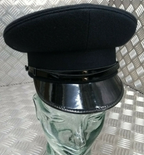 British Made Officers Captains Style Peaked Visor Black Cap Size 53cm - NEW