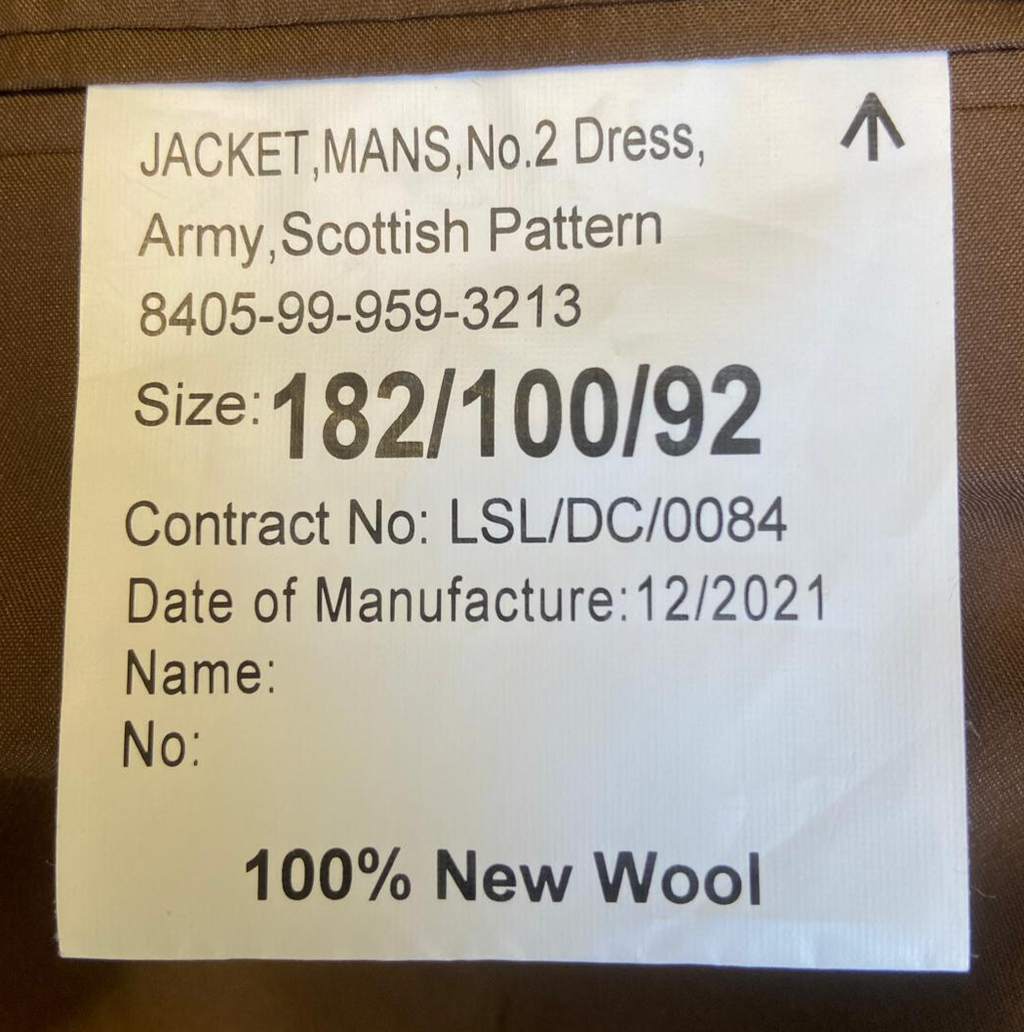 RRS Scotish Pattern No2 FAD Jacket Doublet Royal Reg of Scotland 182/100/92 NEW