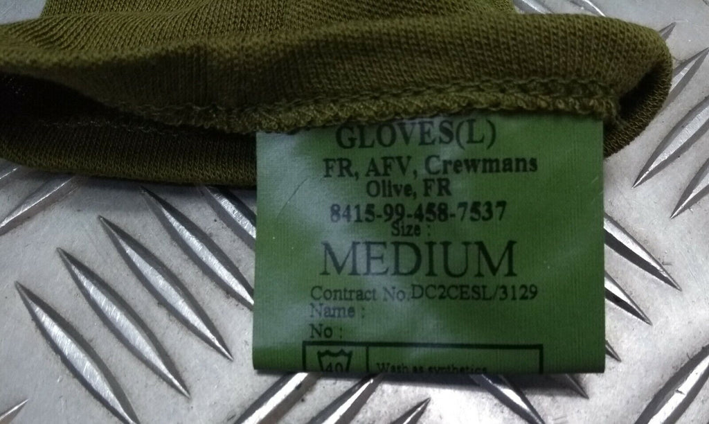 AFV Crewmans Gloves Olive Green FR Fire Resistant Treated Fabric Size Medium
