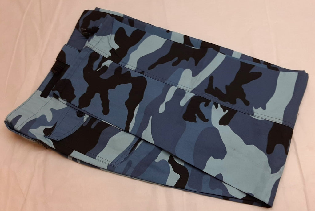 Midnight Blue Camo Military Style Combat Cargo Trousers - 36"-40" - Used