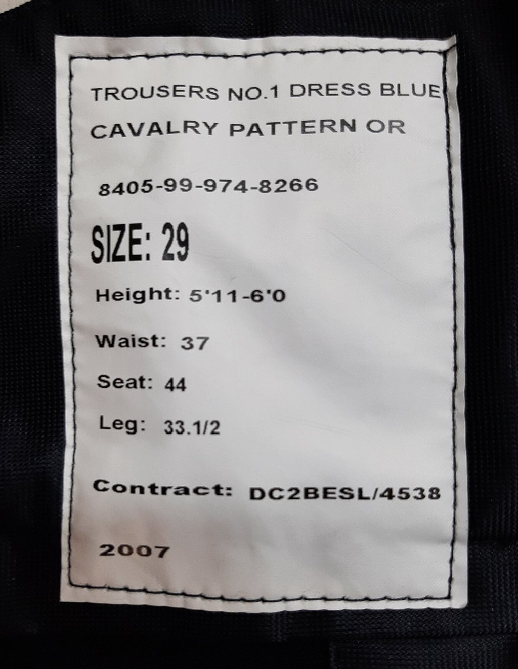 No1 Para Trousers British Army Blues Cavalry Pattern 1" Maroon Stripes 37"