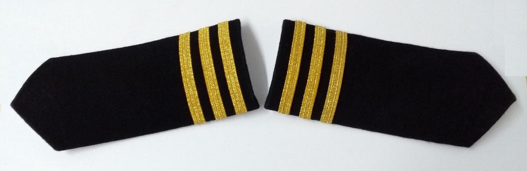 Naval 3 Bar No1 Shoulder Boards Epaulette Black & Gold Detail Fancy Dress