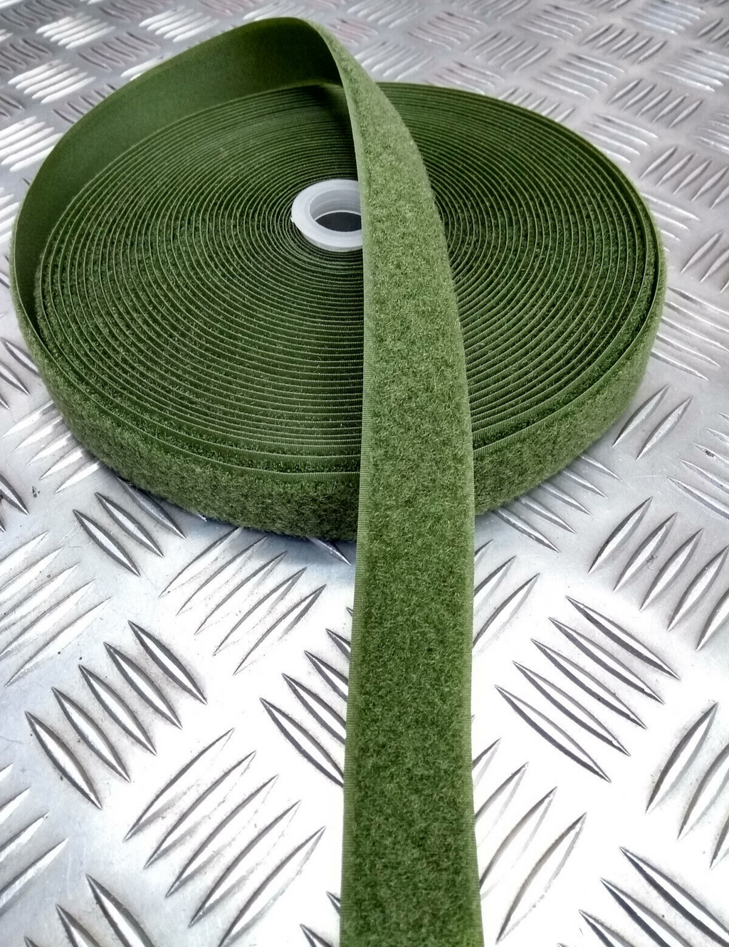 Olive Green 30mm wide Rip & Grip / Hook & Loop / only soft Loop side 50cm length