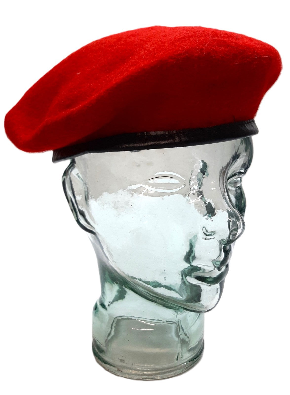 Red Wool Military Style Beret Size 7 1/2 Large - NEW