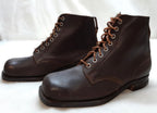 Vintage Army Boots Brown Leather WW2 Pattern 1947 Heel Plates Stitched Sole EU49