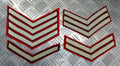 Genuine Vintage British Issue White Chevrons on Red Felt Rank Chevrons
