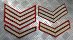 Genuine Vintage British Issue White Chevrons on Red Felt Rank Chevrons